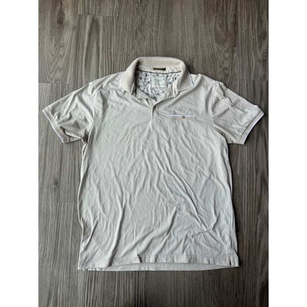 Denim & Flower Ricky Singh Mens Beige Short Sleeve Polo Shirt Size M